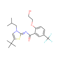 CC(C)Cn1cc(C(C)(C)C)s/c1=N\C(=O)c1cc(C(F)(F)F)ccc1OCCO ZINC000068208107