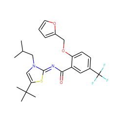 CC(C)Cn1cc(C(C)(C)C)s/c1=N\C(=O)c1cc(C(F)(F)F)ccc1OCc1ccco1 ZINC000142772979