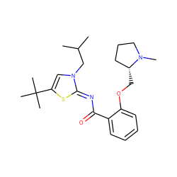 CC(C)Cn1cc(C(C)(C)C)s/c1=N\C(=O)c1ccccc1OC[C@@H]1CCCN1C ZINC000142935238