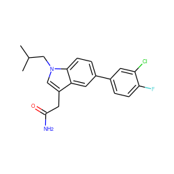 CC(C)Cn1cc(CC(N)=O)c2cc(-c3ccc(F)c(Cl)c3)ccc21 ZINC000028888326