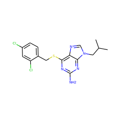 CC(C)Cn1cnc2c(SCc3ccc(Cl)cc3Cl)nc(N)nc21 ZINC000001679436