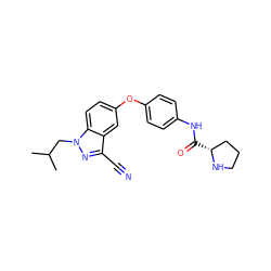 CC(C)Cn1nc(C#N)c2cc(Oc3ccc(NC(=O)[C@@H]4CCCN4)cc3)ccc21 ZINC000299860744