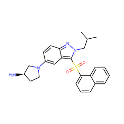 CC(C)Cn1nc2ccc(N3CC[C@@H](N)C3)cc2c1S(=O)(=O)c1cccc2ccccc12 ZINC000045338295