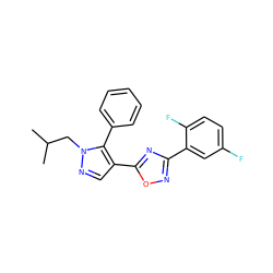 CC(C)Cn1ncc(-c2nc(-c3cc(F)ccc3F)no2)c1-c1ccccc1 ZINC000114561218