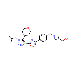 CC(C)Cn1ncc(-c2nc(-c3ccc(CN4CC(C(=O)O)C4)cc3)no2)c1C1CCOCC1 ZINC000068248248