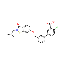 CC(C)Cn1sc2cc(OCc3cccc(-c4ccc(Cl)c(C(=O)O)c4)c3)ccc2c1=O ZINC000095575804