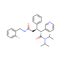 CC(C)N(C(=O)[C@@H](c1cccnc1)[C@@H](CC(=O)NCc1ccccc1F)c1ccccc1)C(C)C ZINC000034987272