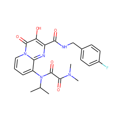 CC(C)N(C(=O)C(=O)N(C)C)c1cccn2c(=O)c(O)c(C(=O)NCc3ccc(F)cc3)nc12 ZINC000040430032