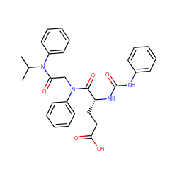 CC(C)N(C(=O)CN(C(=O)[C@@H](CCC(=O)O)NC(=O)Nc1ccccc1)c1ccccc1)c1ccccc1 ZINC000027557543