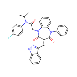 CC(C)N(C(=O)CN1C(=O)[C@@H](Cc2n[nH]c3ccccc23)C(=O)N(c2ccccc2)c2ccccc21)c1ccc(F)cc1 ZINC000026654140