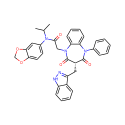 CC(C)N(C(=O)CN1C(=O)[C@@H](Cc2n[nH]c3ccccc23)C(=O)N(c2ccccc2)c2ccccc21)c1ccc2c(c1)OCO2 ZINC000026651468