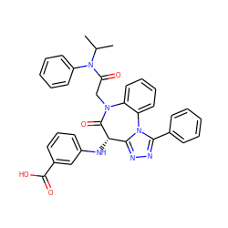 CC(C)N(C(=O)CN1C(=O)[C@@H](Nc2cccc(C(=O)O)c2)c2nnc(-c3ccccc3)n2-c2ccccc21)c1ccccc1 ZINC000064527460