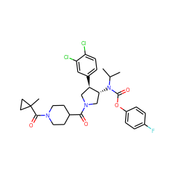 CC(C)N(C(=O)Oc1ccc(F)cc1)[C@@H]1CN(C(=O)C2CCN(C(=O)C3(C)CC3)CC2)C[C@H]1c1ccc(Cl)c(Cl)c1 ZINC000117706199