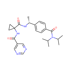 CC(C)N(C(=O)c1ccc([C@@H](C)NC(=O)C2(NC(=O)c3cncnc3)CC2)cc1)C(C)C ZINC000045338524