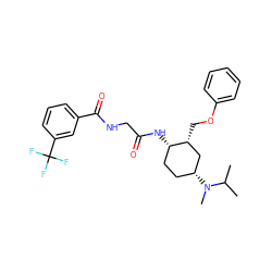 CC(C)N(C)[C@@H]1CC[C@H](NC(=O)CNC(=O)c2cccc(C(F)(F)F)c2)[C@H](COc2ccccc2)C1 ZINC000165265668