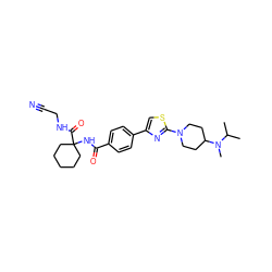 CC(C)N(C)C1CCN(c2nc(-c3ccc(C(=O)NC4(C(=O)NCC#N)CCCCC4)cc3)cs2)CC1 ZINC000013676389