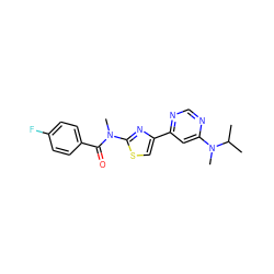 CC(C)N(C)c1cc(-c2csc(N(C)C(=O)c3ccc(F)cc3)n2)ncn1 ZINC000045317167