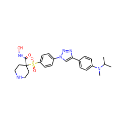 CC(C)N(C)c1ccc(-c2cn(-c3ccc(S(=O)(=O)C4(C(=O)NO)CCNCC4)cc3)nn2)cc1 ZINC000299823699