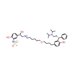 CC(C)N(CC[C@H](c1ccccc1)c1cc(CCCCOCCCCCCNC[C@H](O)c2ccc(O)c(NS(C)(=O)=O)c2)ccc1O)C(C)C ZINC000072134010