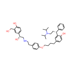 CC(C)N(CC[C@H](c1ccccc1)c1cc(CCCCOc2ccc(CCNC[C@H](O)c3ccc(O)c(CO)c3)cc2)ccc1O)C(C)C ZINC000072134027