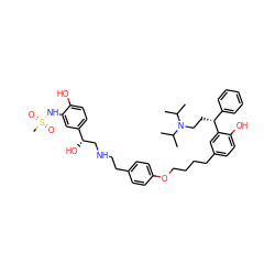 CC(C)N(CC[C@H](c1ccccc1)c1cc(CCCCOc2ccc(CCNC[C@H](O)c3ccc(O)c(NS(C)(=O)=O)c3)cc2)ccc1O)C(C)C ZINC000072131701