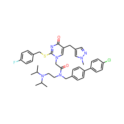 CC(C)N(CCN(Cc1ccc(-c2ccc(Cl)cc2)cc1)C(=O)Cn1cc(Cc2cnn(C)c2)c(=O)nc1SCc1ccc(F)cc1)C(C)C ZINC000026577221