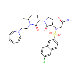 CC(C)N(CCN1C=CC=CC=C1)C(=O)[C@H](C)N1CC[C@H](N(CC(N)=O)S(=O)(=O)c2ccc3cc(Cl)ccc3c2)C1=O ZINC000014950084