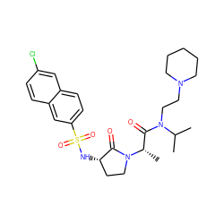 CC(C)N(CCN1CCCCC1)C(=O)[C@H](C)N1CC[C@H](NS(=O)(=O)c2ccc3cc(Cl)ccc3c2)C1=O ZINC000014950041