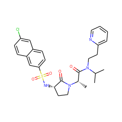 CC(C)N(CCc1ccccn1)C(=O)[C@H](C)N1CC[C@H](NS(=O)(=O)c2ccc3cc(Cl)ccc3c2)C1=O ZINC000014949993