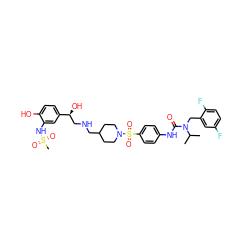 CC(C)N(Cc1cc(F)ccc1F)C(=O)Nc1ccc(S(=O)(=O)N2CCC(CNC[C@H](O)c3ccc(O)c(NS(C)(=O)=O)c3)CC2)cc1 ZINC000026749741