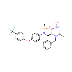 CC(C)N(Cc1ccccc1)[C@@H](CN(c1ccc(Oc2ccc(C(F)(F)F)cc2)cc1)S(C)(=O)=O)C(=O)NO ZINC000029039842