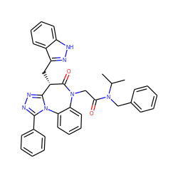 CC(C)N(Cc1ccccc1)C(=O)CN1C(=O)[C@@H](Cc2n[nH]c3ccccc23)c2nnc(-c3ccccc3)n2-c2ccccc21 ZINC000084618347