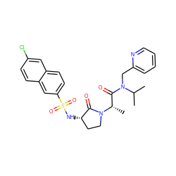 CC(C)N(Cc1ccccn1)C(=O)[C@H](C)N1CC[C@H](NS(=O)(=O)c2ccc3cc(Cl)ccc3c2)C1=O ZINC000014949981