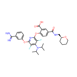 CC(C)N(c1c(F)c(Oc2cccc(C(=N)N)c2)nc(Oc2ccc(C(=O)NC[C@@H]3CCCCO3)cc2C(=O)O)c1F)C(C)C ZINC000028568894