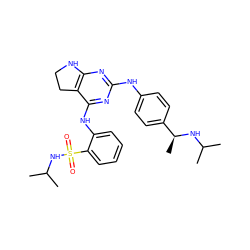 CC(C)N[C@@H](C)c1ccc(Nc2nc3c(c(Nc4ccccc4S(=O)(=O)NC(C)C)n2)CCN3)cc1 ZINC000221680606