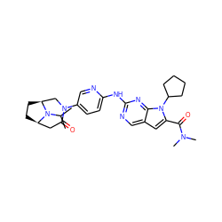 CC(C)N1[C@H]2CC[C@@H]1CC(=O)N(c1ccc(Nc3ncc4cc(C(=O)N(C)C)n(C5CCCC5)c4n3)nc1)C2 ZINC000118582885