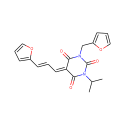 CC(C)N1C(=O)/C(=C/C=C/c2ccco2)C(=O)N(Cc2ccco2)C1=O ZINC000000984570