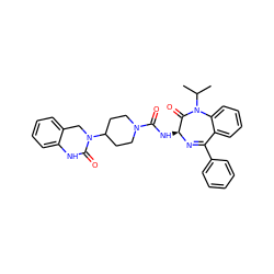 CC(C)N1C(=O)[C@H](NC(=O)N2CCC(N3Cc4ccccc4NC3=O)CC2)N=C(c2ccccc2)c2ccccc21 ZINC000028824269