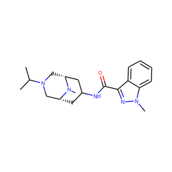 CC(C)N1C[C@@H]2CC(NC(=O)c3nn(C)c4ccccc34)C[C@H](C1)N2C ZINC000026469347