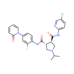 CC(C)N1C[C@H](C(=O)Nc2ccc(Cl)cn2)[C@@H](C(=O)Nc2ccc(-n3ccccc3=O)cc2F)C1 ZINC000013983947