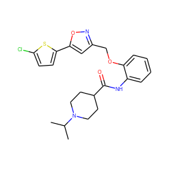 CC(C)N1CCC(C(=O)Nc2ccccc2OCc2cc(-c3ccc(Cl)s3)on2)CC1 ZINC000198544613