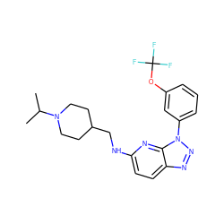 CC(C)N1CCC(CNc2ccc3nnn(-c4cccc(OC(F)(F)F)c4)c3n2)CC1 ZINC000073275488