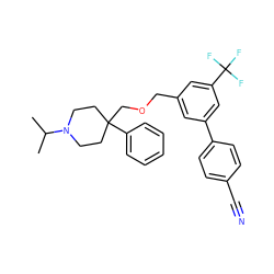 CC(C)N1CCC(COCc2cc(-c3ccc(C#N)cc3)cc(C(F)(F)F)c2)(c2ccccc2)CC1 ZINC000201217130