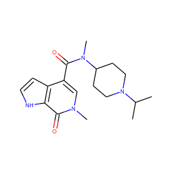 CC(C)N1CCC(N(C)C(=O)c2cn(C)c(=O)c3[nH]ccc23)CC1 ZINC001772656333