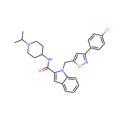 CC(C)N1CCC(NC(=O)c2cc3ccccc3n2Cc2cc(-c3ccc(Cl)cc3)no2)CC1 ZINC000014959766