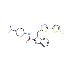 CC(C)N1CCC(NC(=O)c2cc3ccccc3n2Cc2nnc(-c3ccc(Cl)s3)s2)CC1 ZINC000014959782