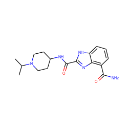 CC(C)N1CCC(NC(=O)c2nc3c(C(N)=O)cccc3[nH]2)CC1 ZINC001772632916