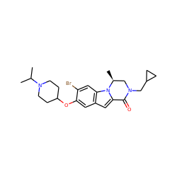 CC(C)N1CCC(Oc2cc3cc4n(c3cc2Br)[C@@H](C)CN(CC2CC2)C4=O)CC1 ZINC000064746596