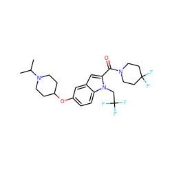 CC(C)N1CCC(Oc2ccc3c(c2)cc(C(=O)N2CCC(F)(F)CC2)n3CC(F)(F)F)CC1 ZINC000038211618