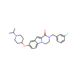 CC(C)N1CCC(Oc2ccc3c(c2)cc2n3CCN(Cc3cccc(F)c3)C2=O)CC1 ZINC000064539894